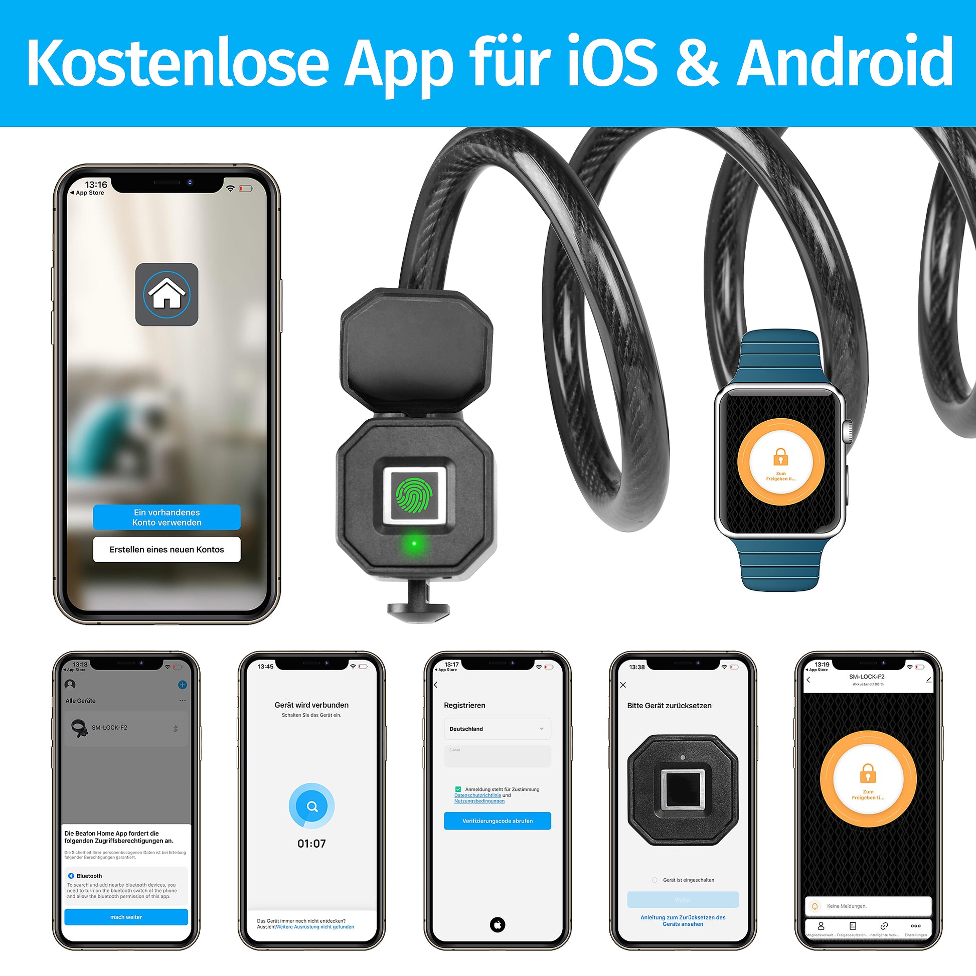 fahrradschloss mit fingerabdrucksensor Fahrradschloss mit Fingerabdruck und App Steuersteuerung Online kaufen